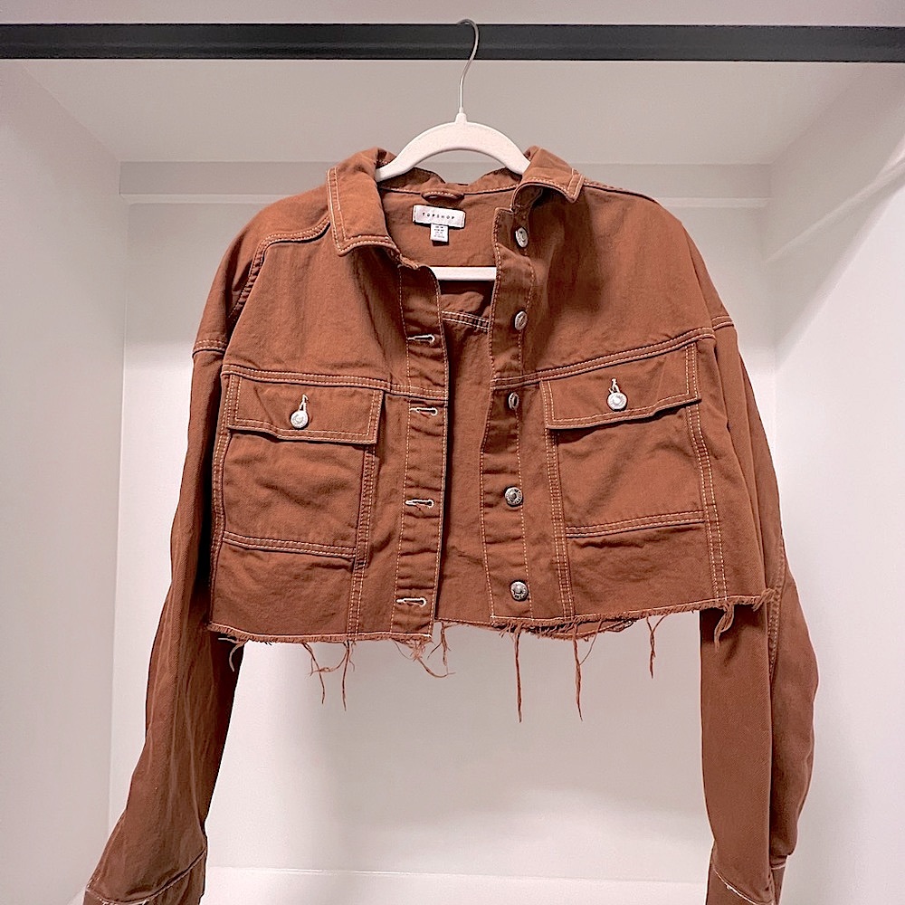 TopShop Brown Denim Jacket Chic Neutral Jacket - Ready for Layering!